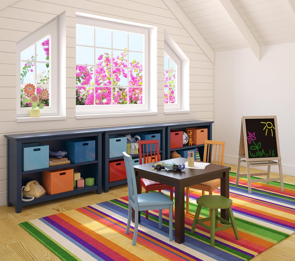 playroom bench with storage