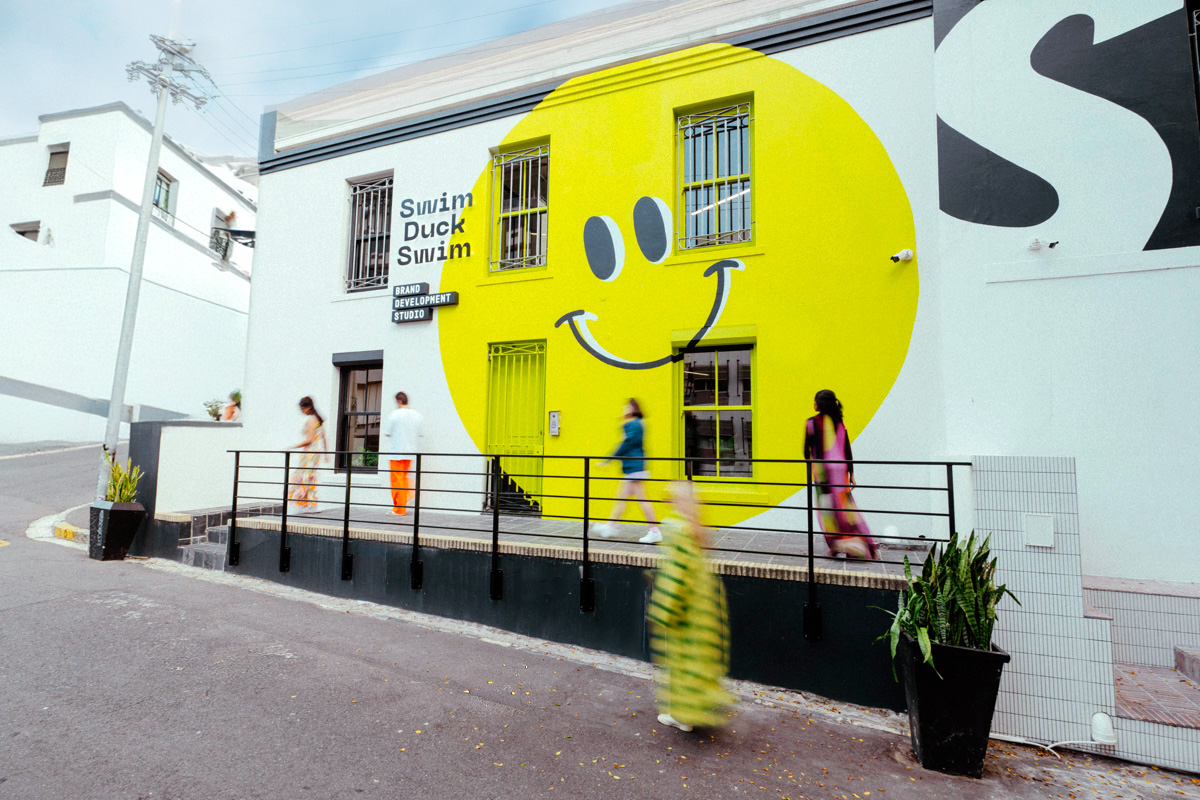An image of the exterior of the Swim Duck Swim office in Bo-Kaap, Cape Town.