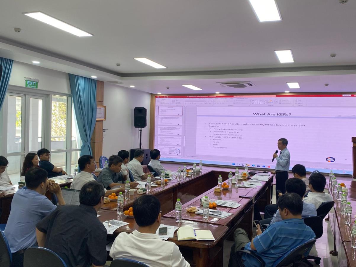 Workshop participants discussing Key Exploitable Results (KERs) of SOS-Water during the third stakeholder workshop in Ho Chi Minh City