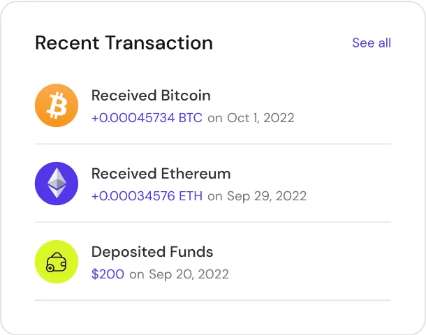 Cryptozy Assets - Recent Transaction