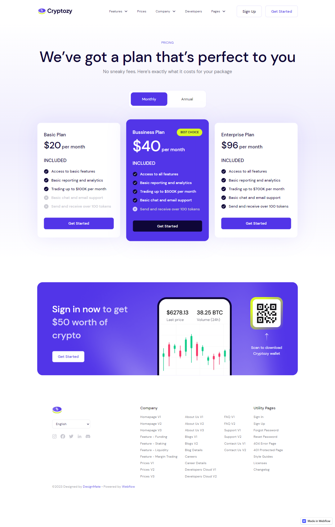Cryptozy Assets - Pricing