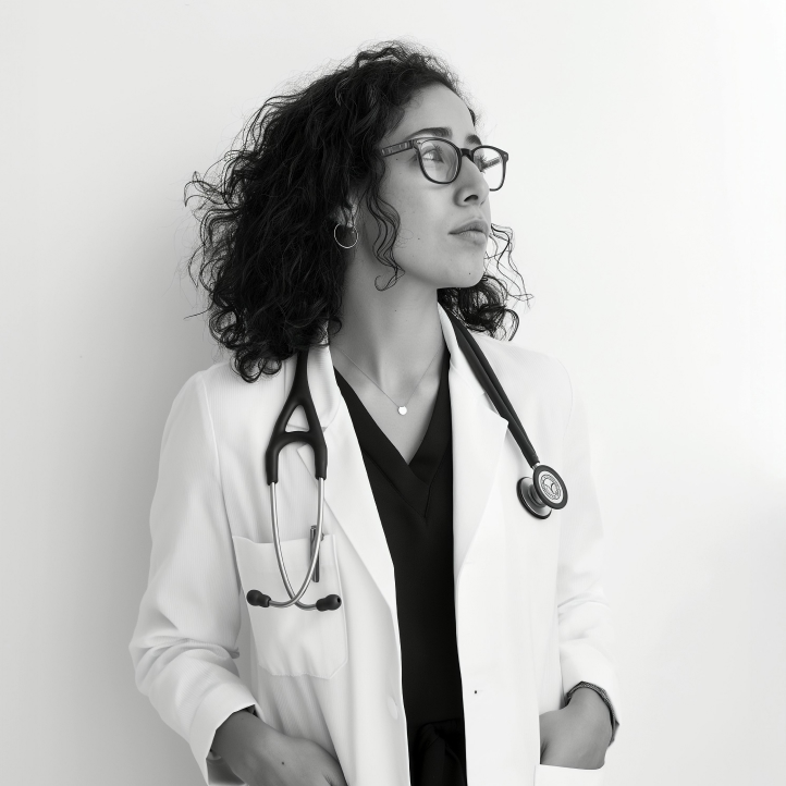 Porträt einer Ärztin mit Stethoskop, Fotografie für das Pharos Labs Healthcare Branding von Studio Tülü.