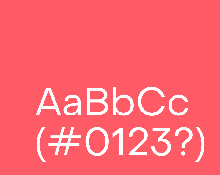 Typografiedesign von Pharos Labs mit serifenloser Schrift auf korallenrotem Hintergrund