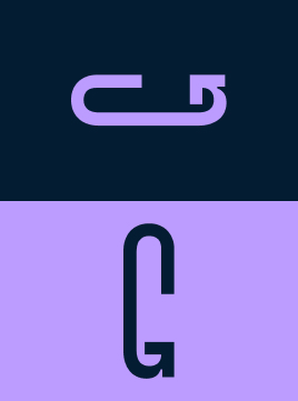 Grafische Erkundung des Bridging Gaps-Logos: horizontal als Symbol für den Spendenzyklus und vertikal als Buchstabe „G“ dargestellt
