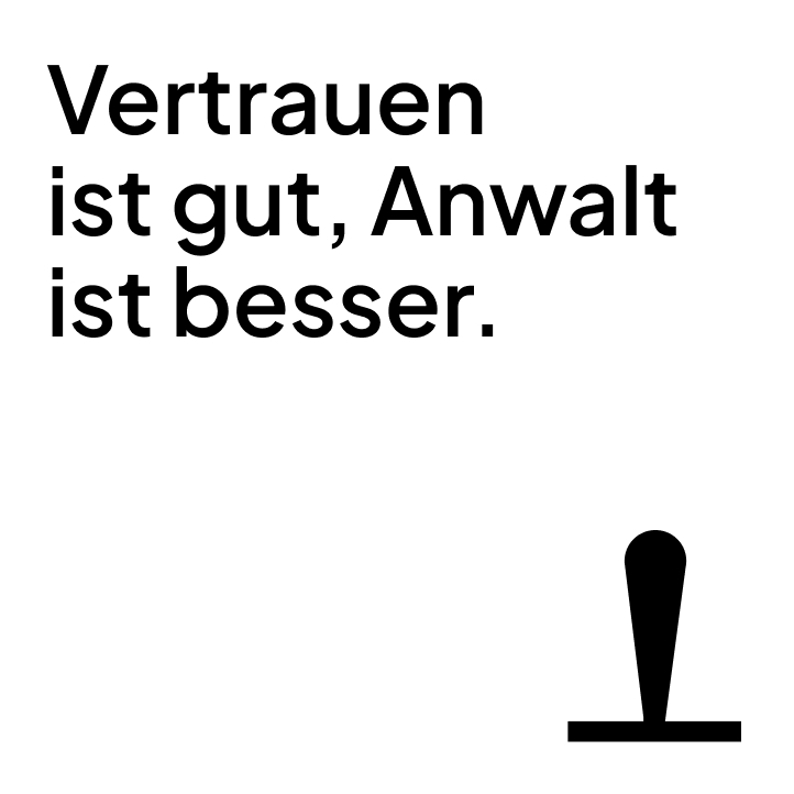 Texttafel, in der die Wahl der Typografie erläutert wird: „Jakarta Sans bietet die perfekte Balance zwischen Modernität und Zeitlosigkeit...“ neben dem deutschen Satz „Vertrauen ist gut, Anwalt ist besser“ (Vertrauen ist gut, ein Anwalt ist besser), was den professionellen und doch nahbaren Ton der Markenidentität der Anwaltskanzlei unterstreicht.