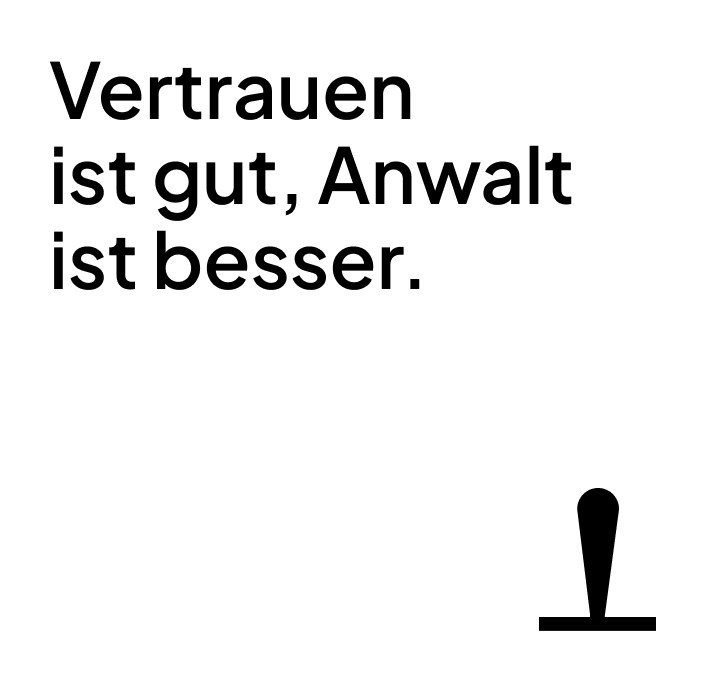 Texttafel, in der die Wahl der Typografie erläutert wird: „Jakarta Sans bietet die perfekte Balance zwischen Modernität und Zeitlosigkeit...“ neben dem deutschen Satz „Vertrauen ist gut, Anwalt ist besser“ (Vertrauen ist gut, ein Anwalt ist besser), was den professionellen und doch nahbaren Ton der Markenidentität der Anwaltskanzlei unterstreicht.