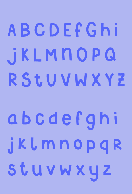 Handwriting-style custom font created for the project to add warmth and a personal, youth-oriented character.