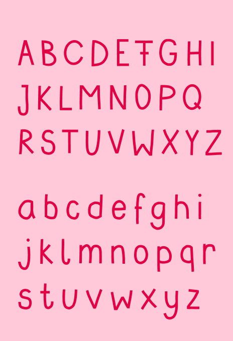 Custom typeface inspired by handwriting, developed to highlight handwritten parts in the project design.