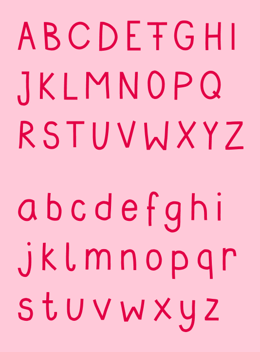Custom typeface inspired by handwriting, developed to highlight handwritten parts in the project design.