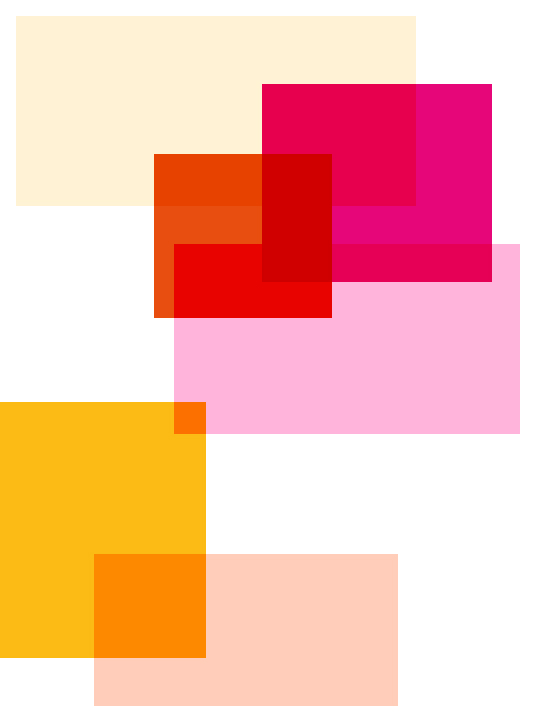 Geometrisches Entwurfsmuster mit überlappenden farbigen Rechtecken in Gelb, Rot, Orange und Rosa, das als visuelles Identifikationselement für die Publikation verwendet wird.