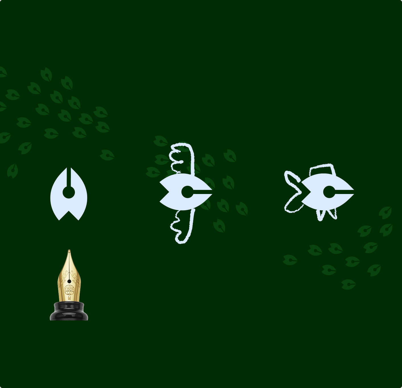 Scolaia logo development showing variations of the logo mark on a green background