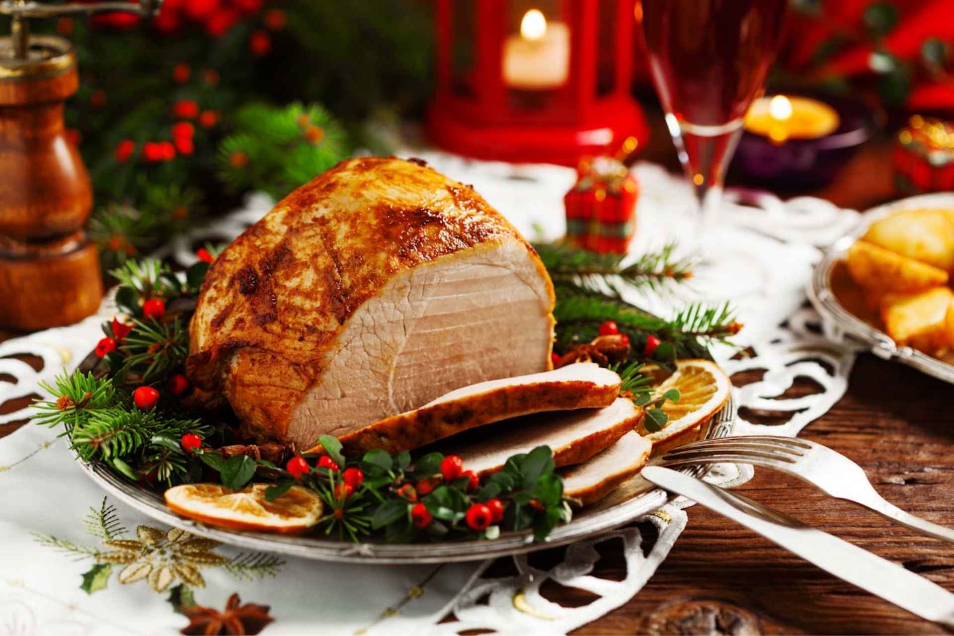 Golden roasted turkey, perfectly sliced and ready to be served Christmas Day