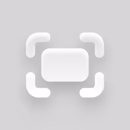 White rectangular shape centered within four rounded corner brackets on a light gray background.