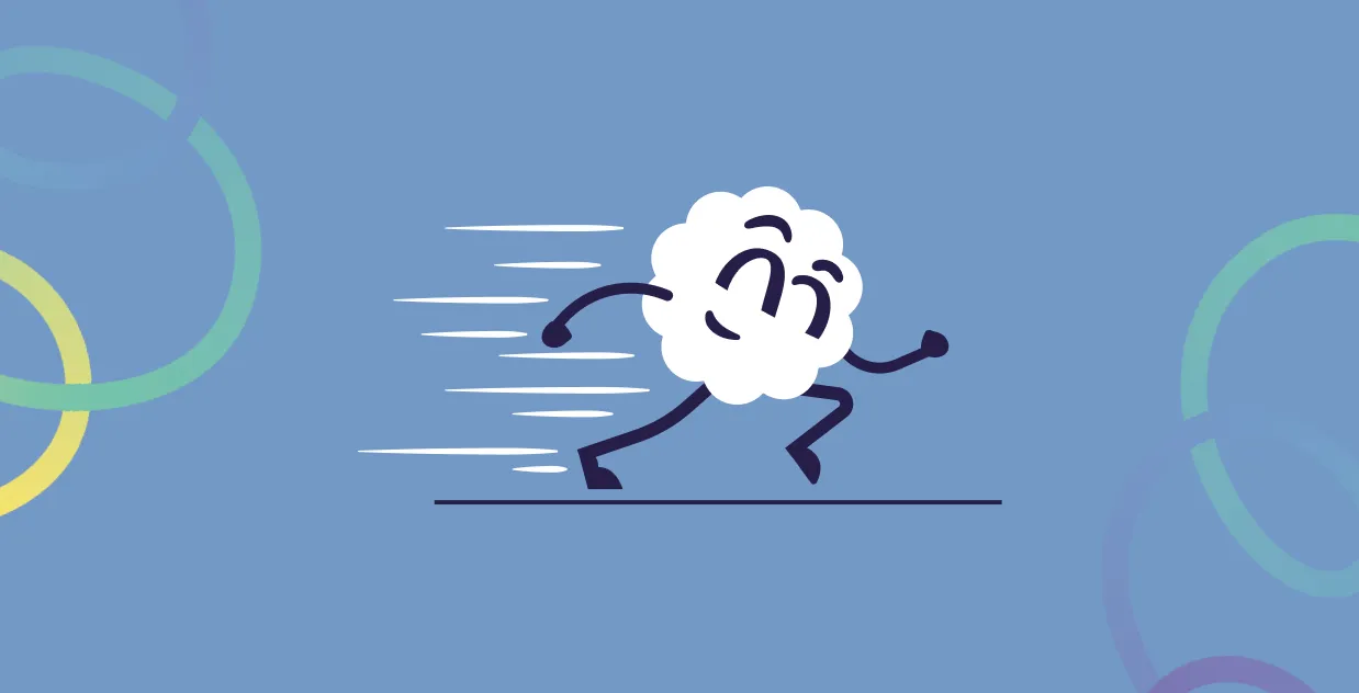 Running mascot symbolizing speed math skill development in Brainster's math for kids program.