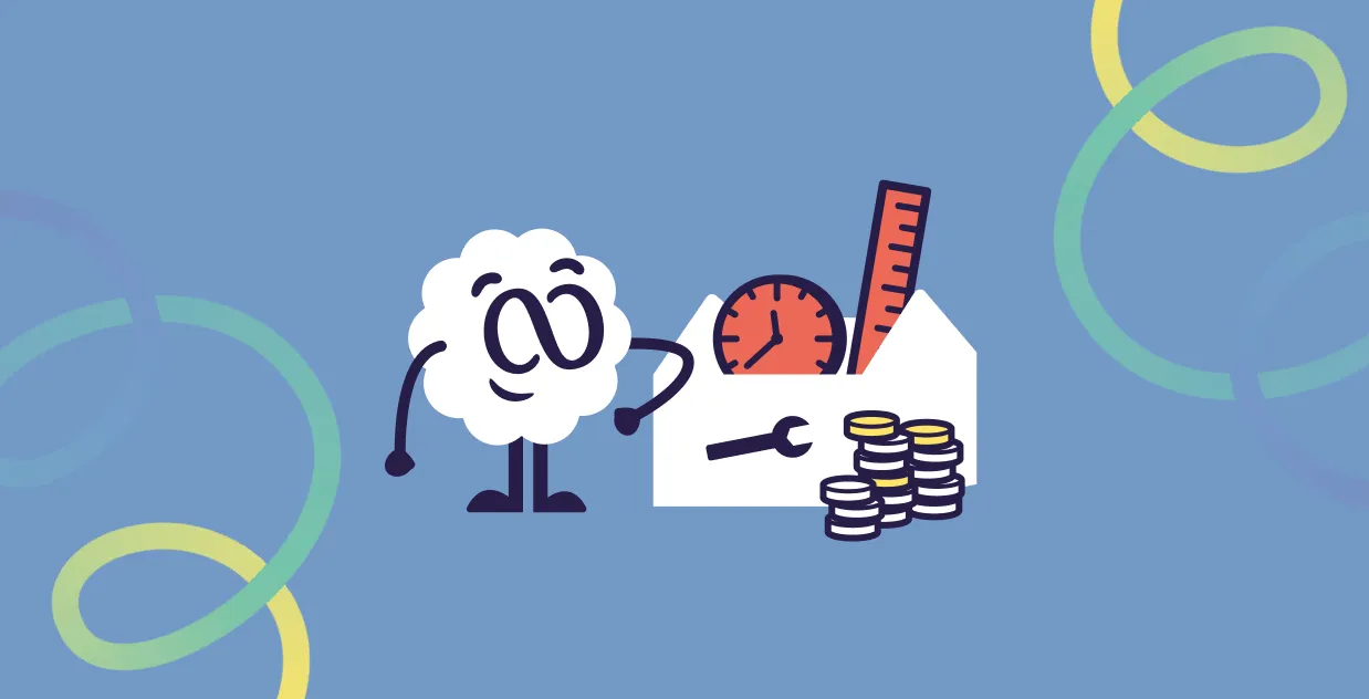 Mascot with toolbox representing applying arithmetic skills learned in kids math tutoring to solve problems.