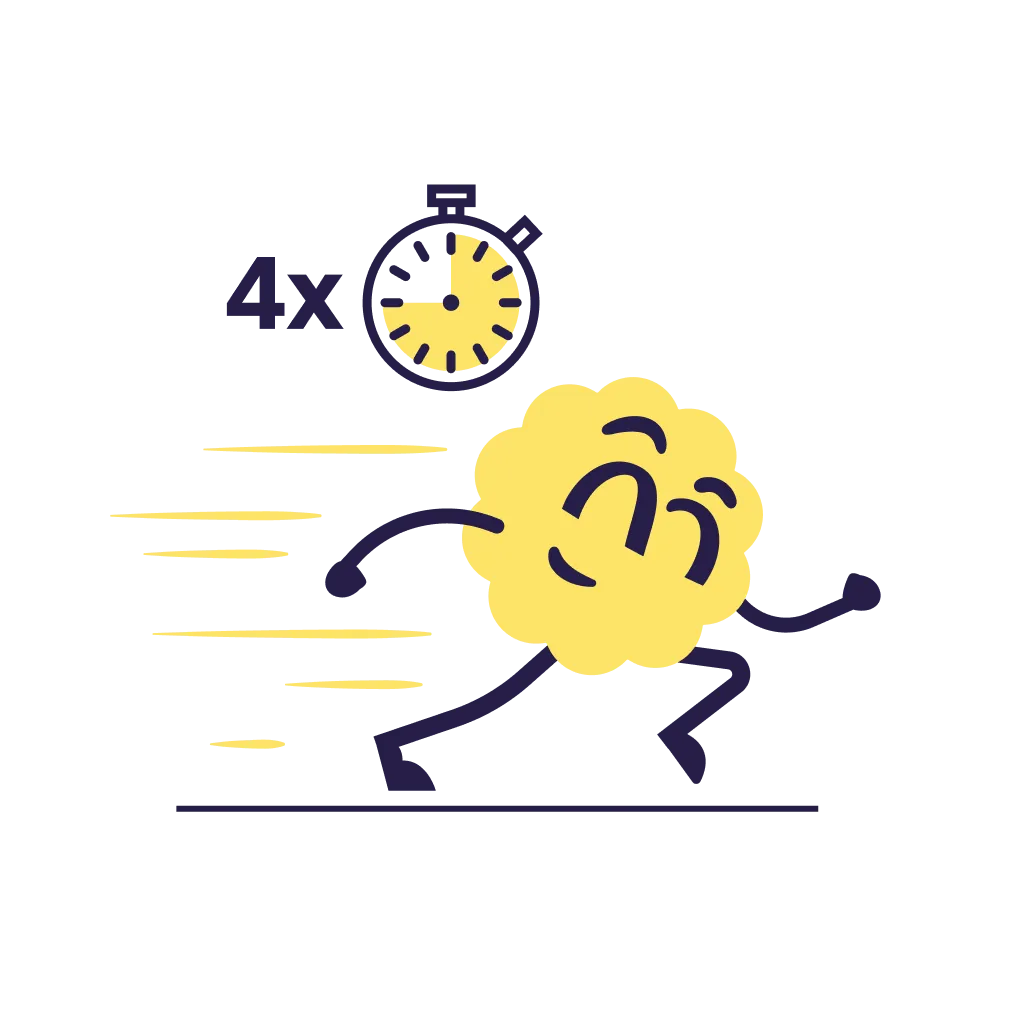 Illustration: Learn 4x faster with the methods used on the Brainster math learning platform.