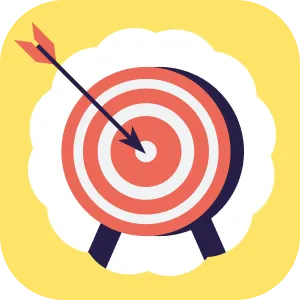 Illustration of an arrow hitting the center of a bullseye target