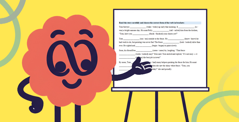 Brainster mascot introducing basic geometry concepts for kids math tutoring Level 1.