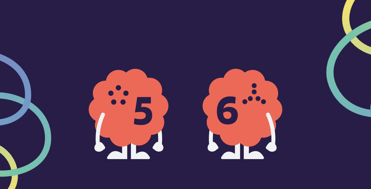 Mascot explaining number theory and distributive property on the math learning platform for Level 5.