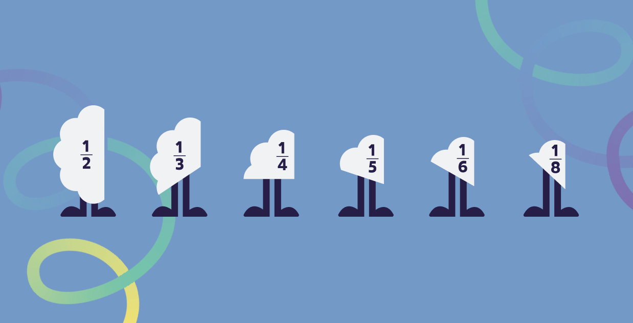 Concept icon for comparing and ordering fractions with different denominators in Level 7 kids math tutoring.