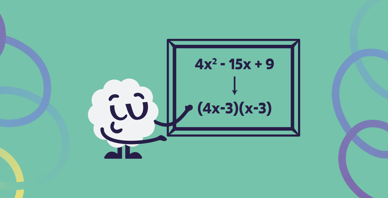 Mascot explaining how to factor polynomials using various techniques in Level 11 online math tutoring.