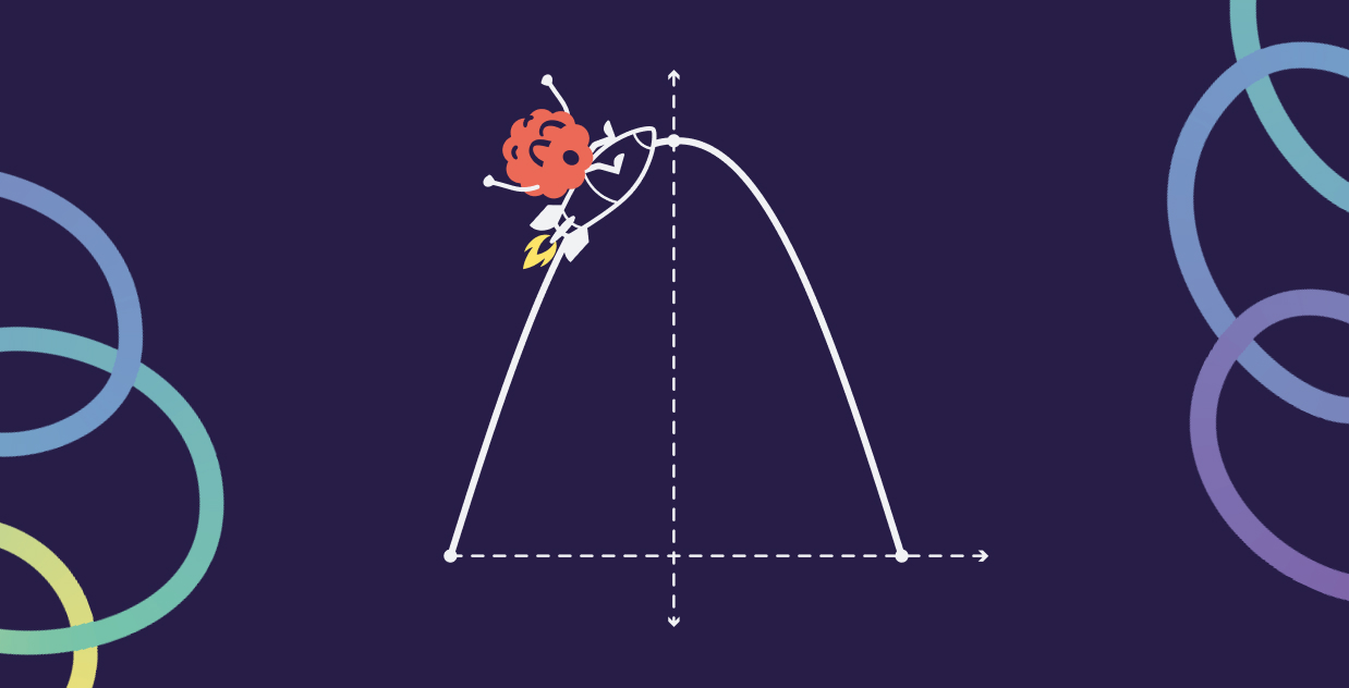 Mascot demonstrating solving complex word problems using quadratic equations on the Level 12 math learning platform.
