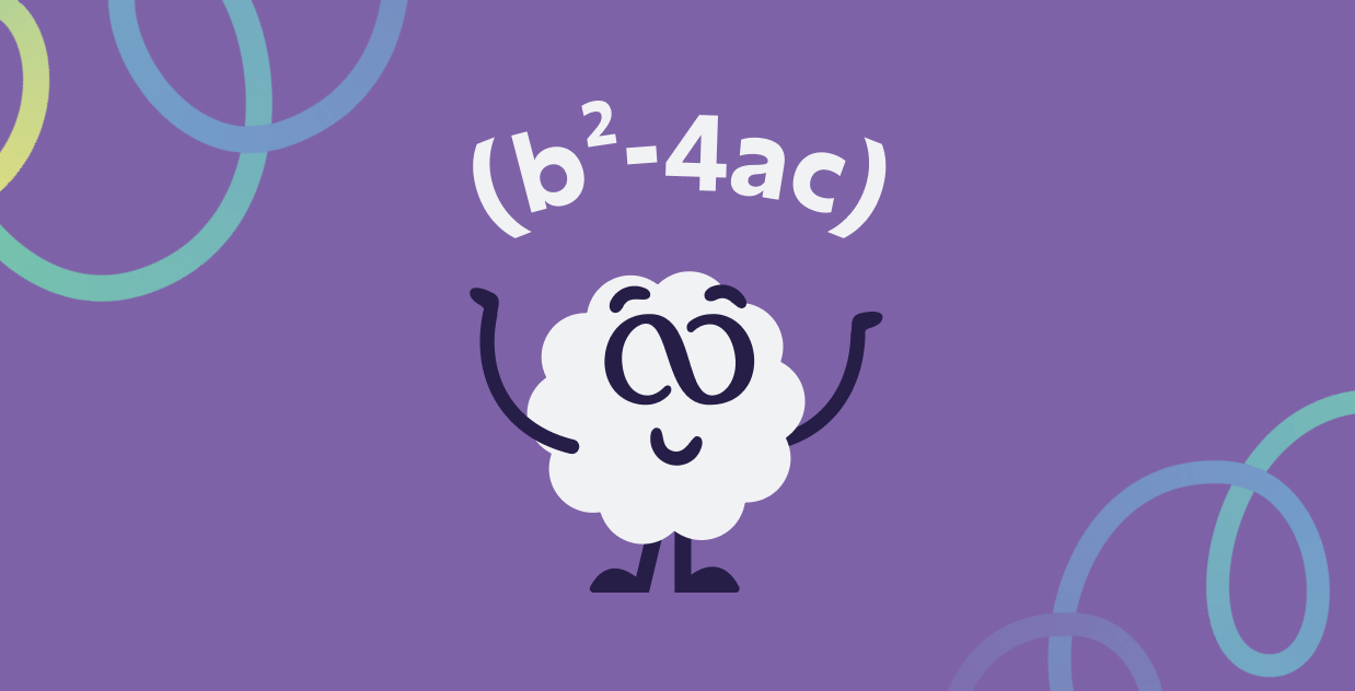 Mascot teaching how the discriminant determines quadratic roots with help from your math tutor in Level 12.