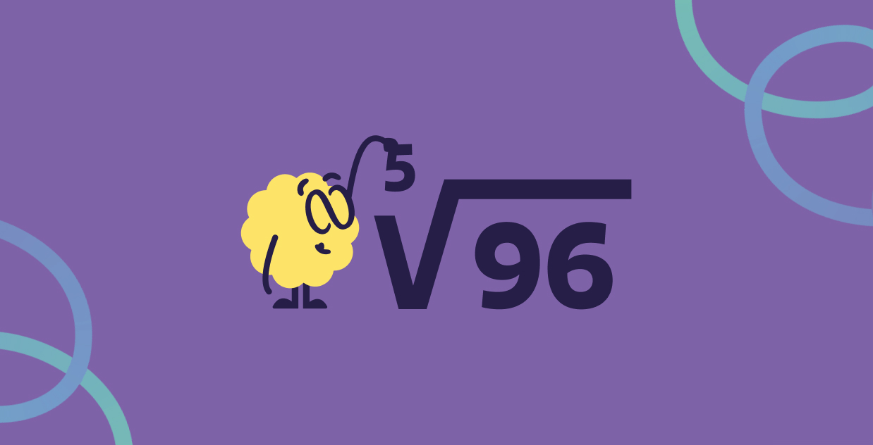 Mascot tackling equations with higher roots and word problems with support from your math tutor in Level 13.