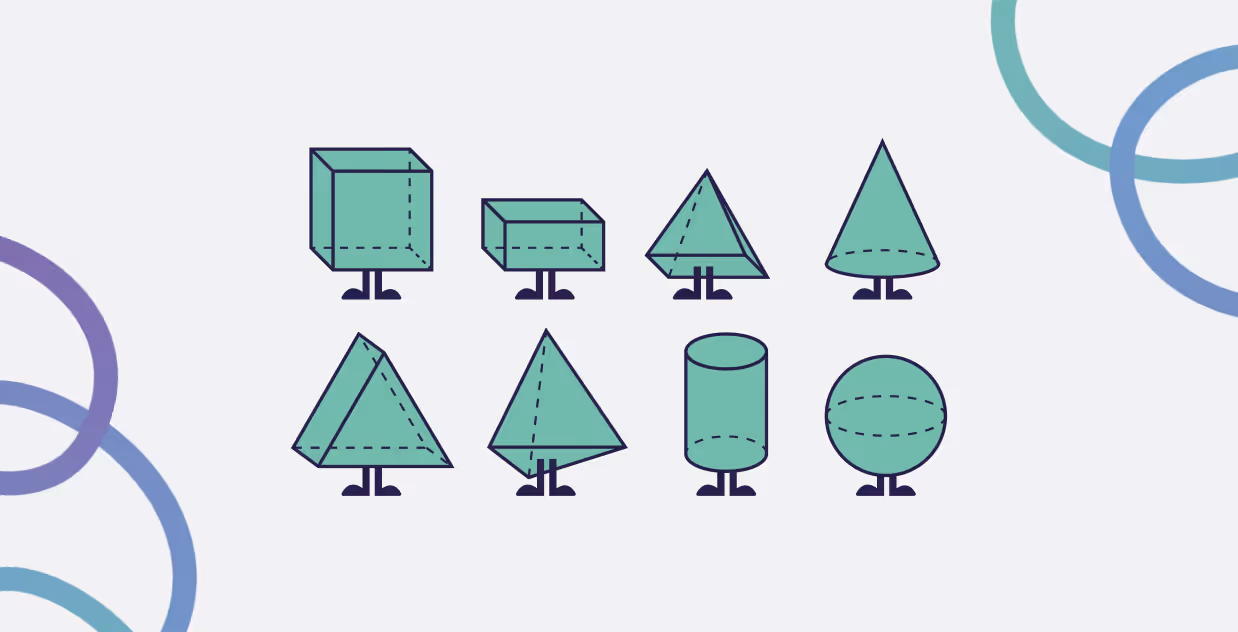 Mascot teaching comprehensive mensuration, including volume and surface area of solids, via Level 14 online math tutoring.