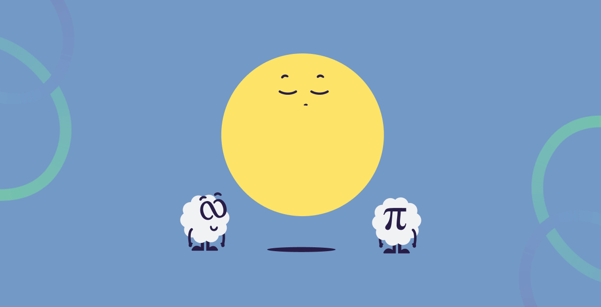 Mascot explaining circle area, circumference, and parts on the math learning platform for Level 14.