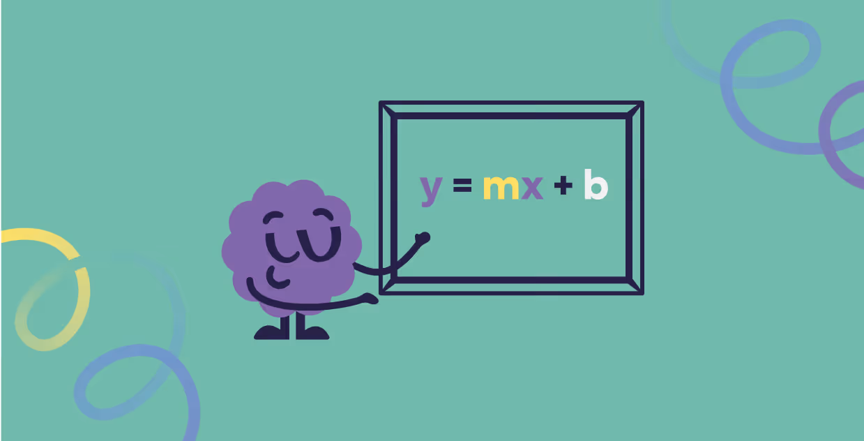 Mascot explaining graphing linear equations and exploring line relationships on the math learning platform for Level 15.