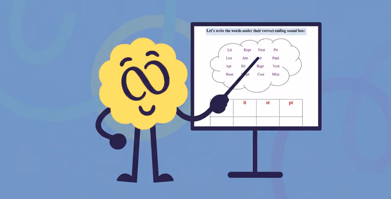 Brainster-English mascot teaching grammar