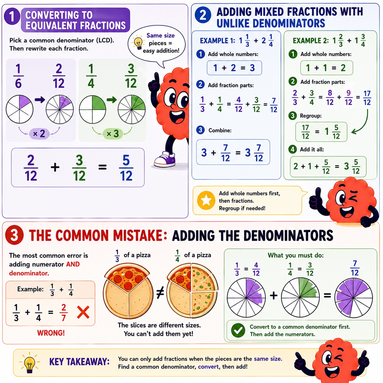 How to add fractions with different denominators