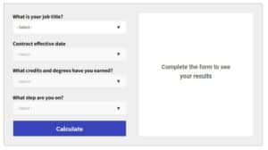 Image of the UFT salary calculator for New York educators.