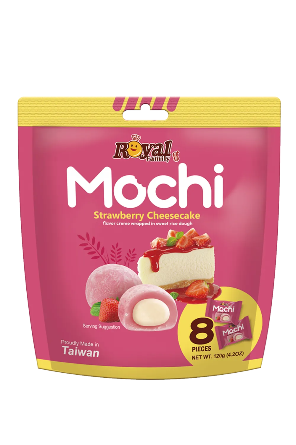 A product image of Royal Family's Strawberry Cheesecake mochi