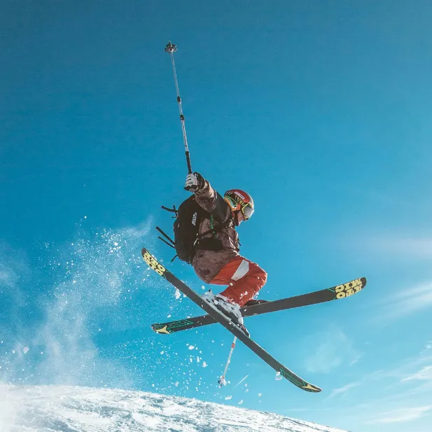 Downhill skiing on the slopes of Combloux with breathtaking views of Mont Blanc.