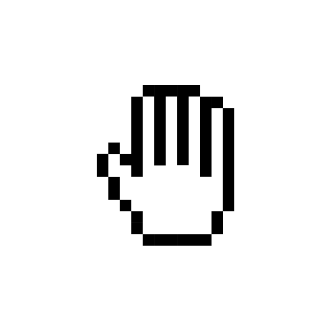 Animated pixel art of a hand moving back and forth gesturing to stop.
