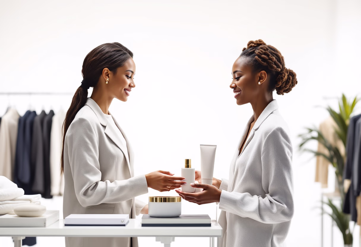 image of an employee assisting a customer in a department store