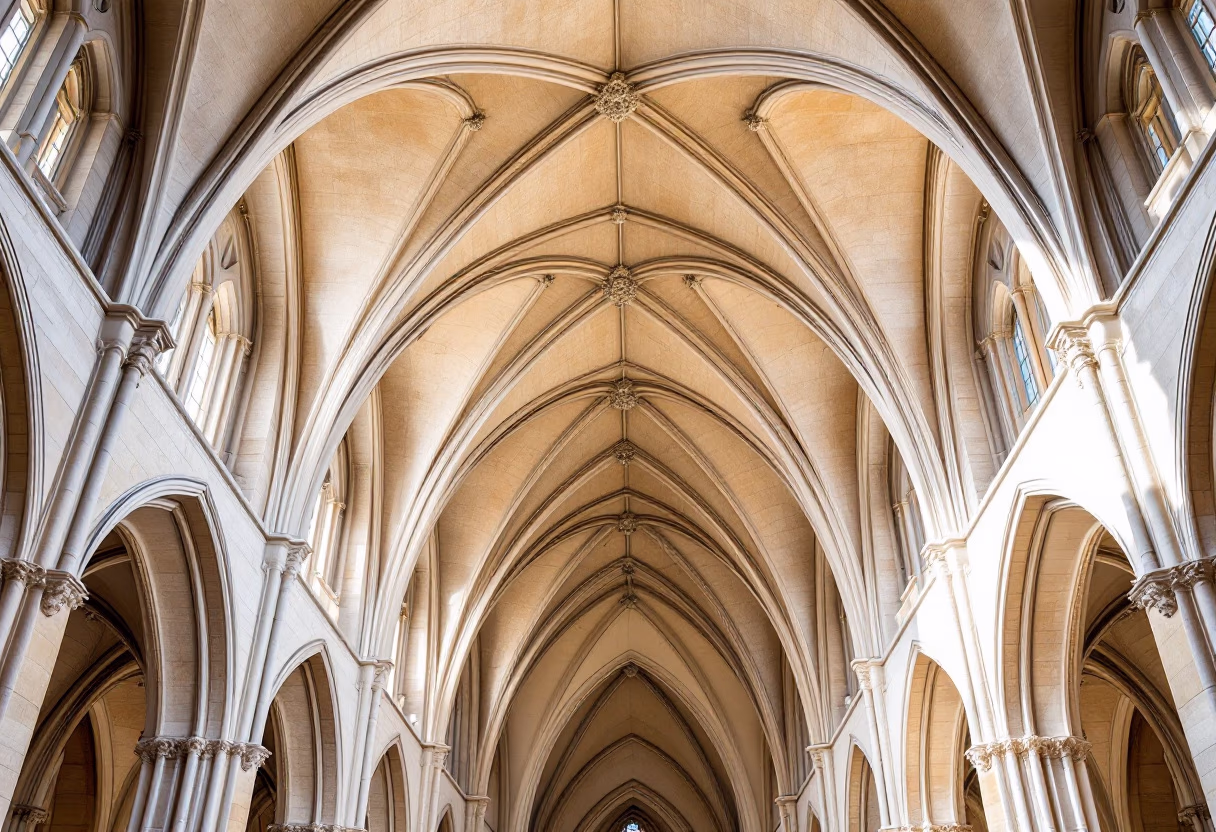 vaulted ceiling and arches of a gothic cathedral