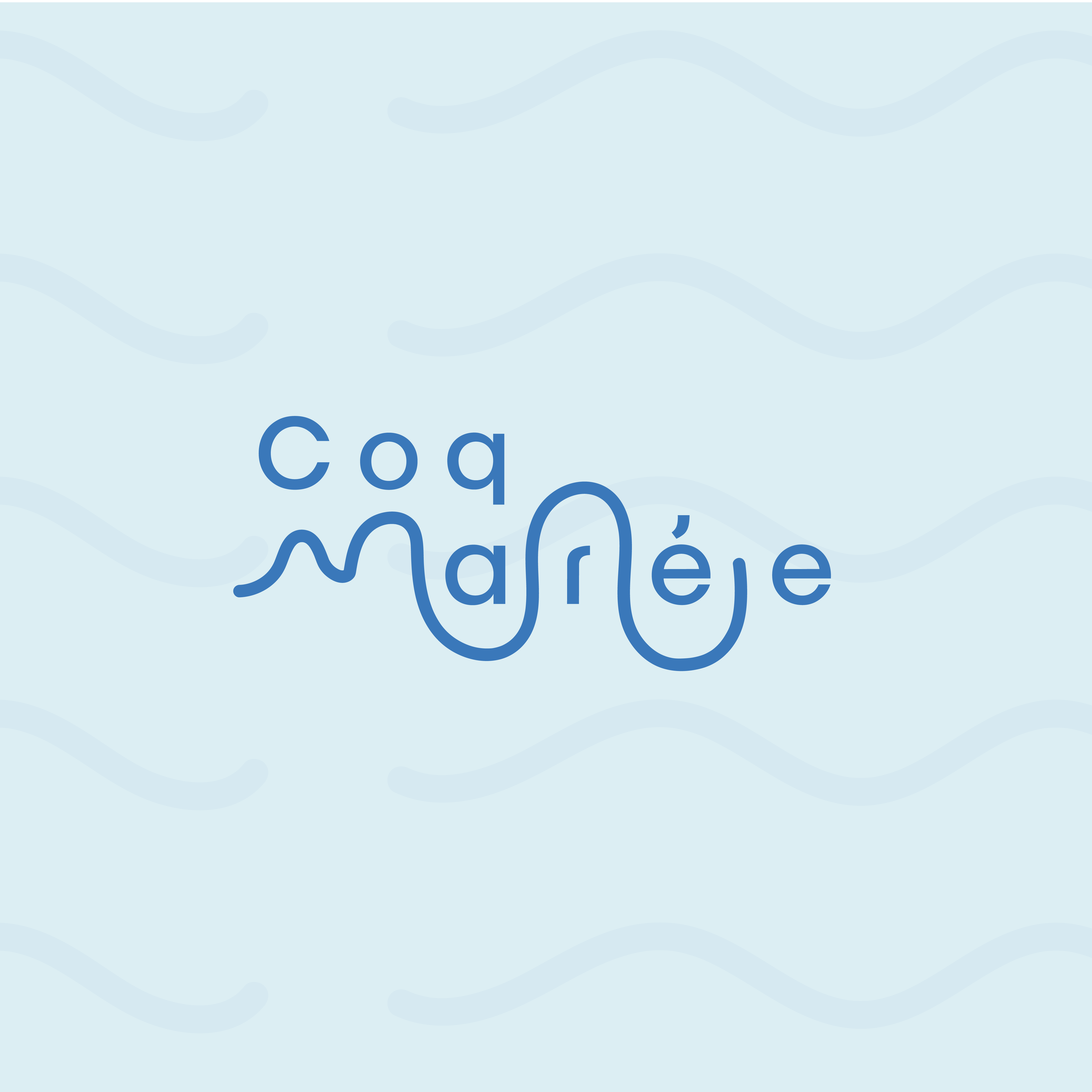 Logo principal de la marque Coq Marée. Branding réalisé par Simon, le partenaire créatif des services marketing et petites entreprises qui souhaitent déléguer la création graphique. Simon, solution de graphisme par abonnement mensuel à prix fixe et sans engagement