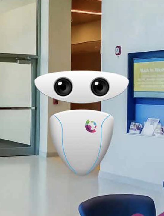 Character from the VR app, Robbie the Robot
