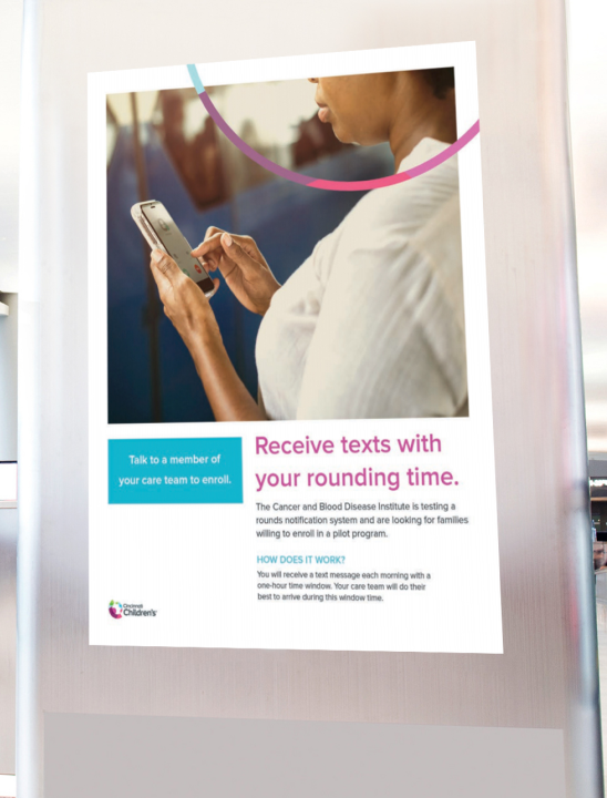 Rounds notification poster in a hospital