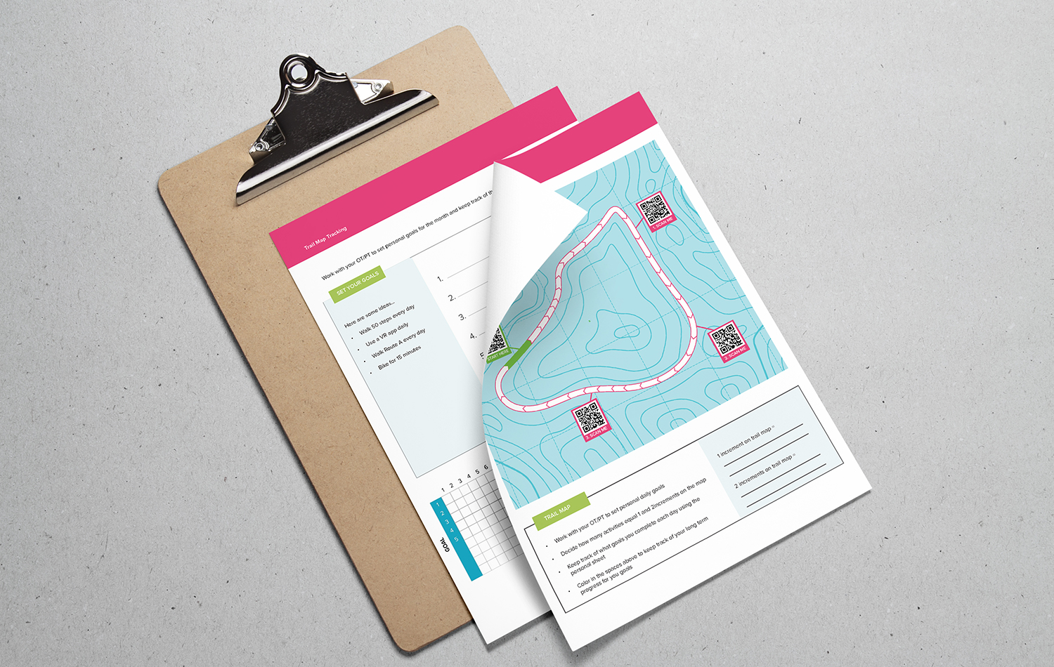 Clipboard with the activity tracking documents
