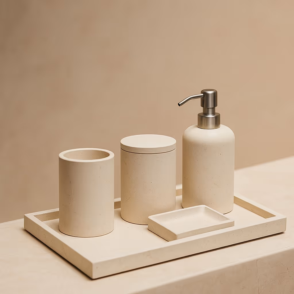 set de baño de mármol blanco