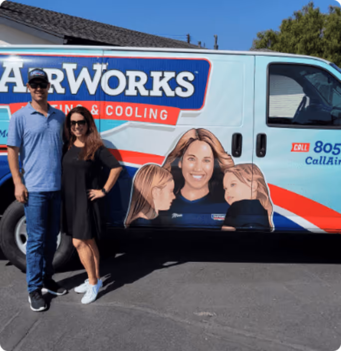 team member and service van