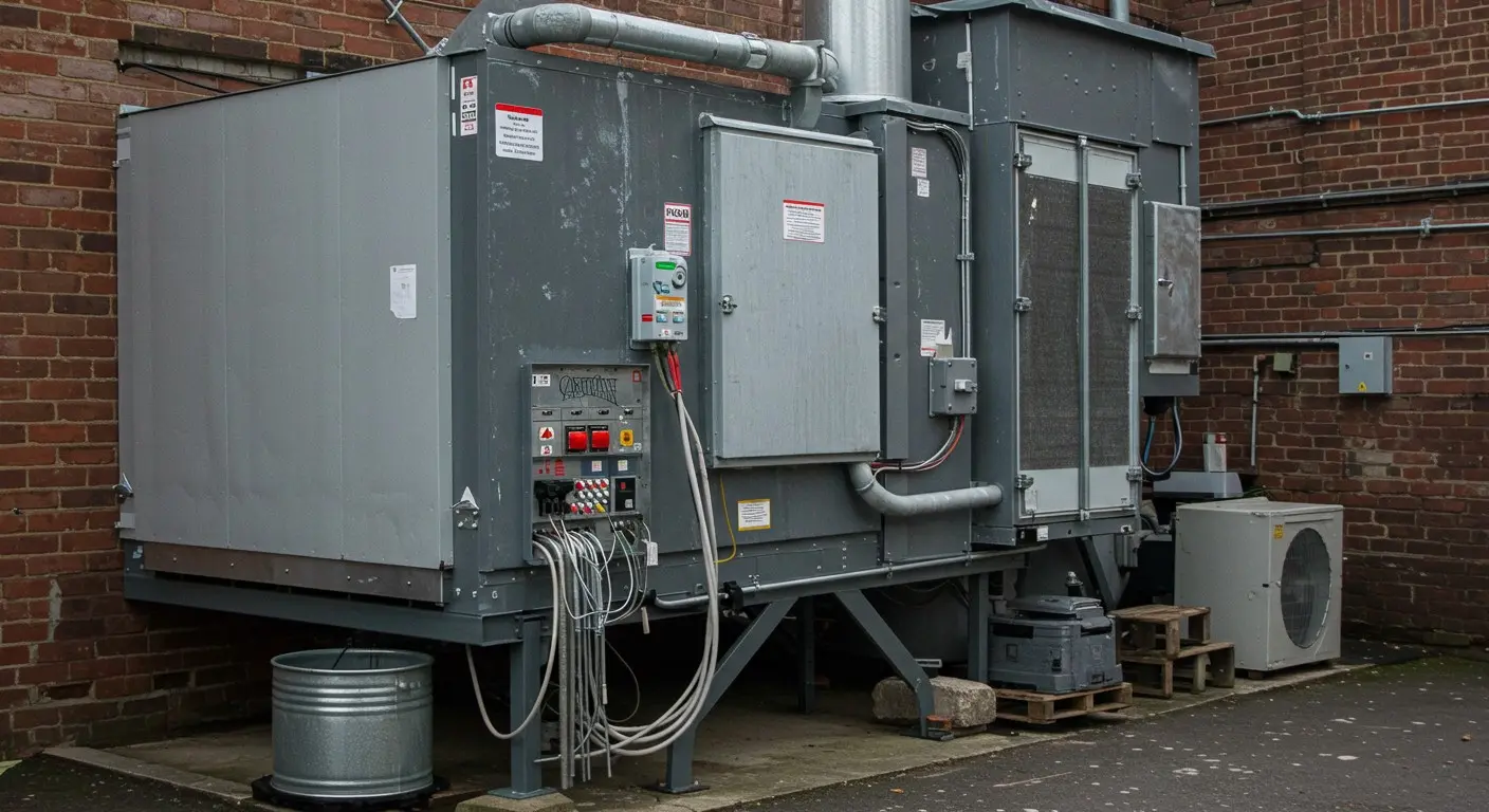 Commercial HVAC unit on building exterior.