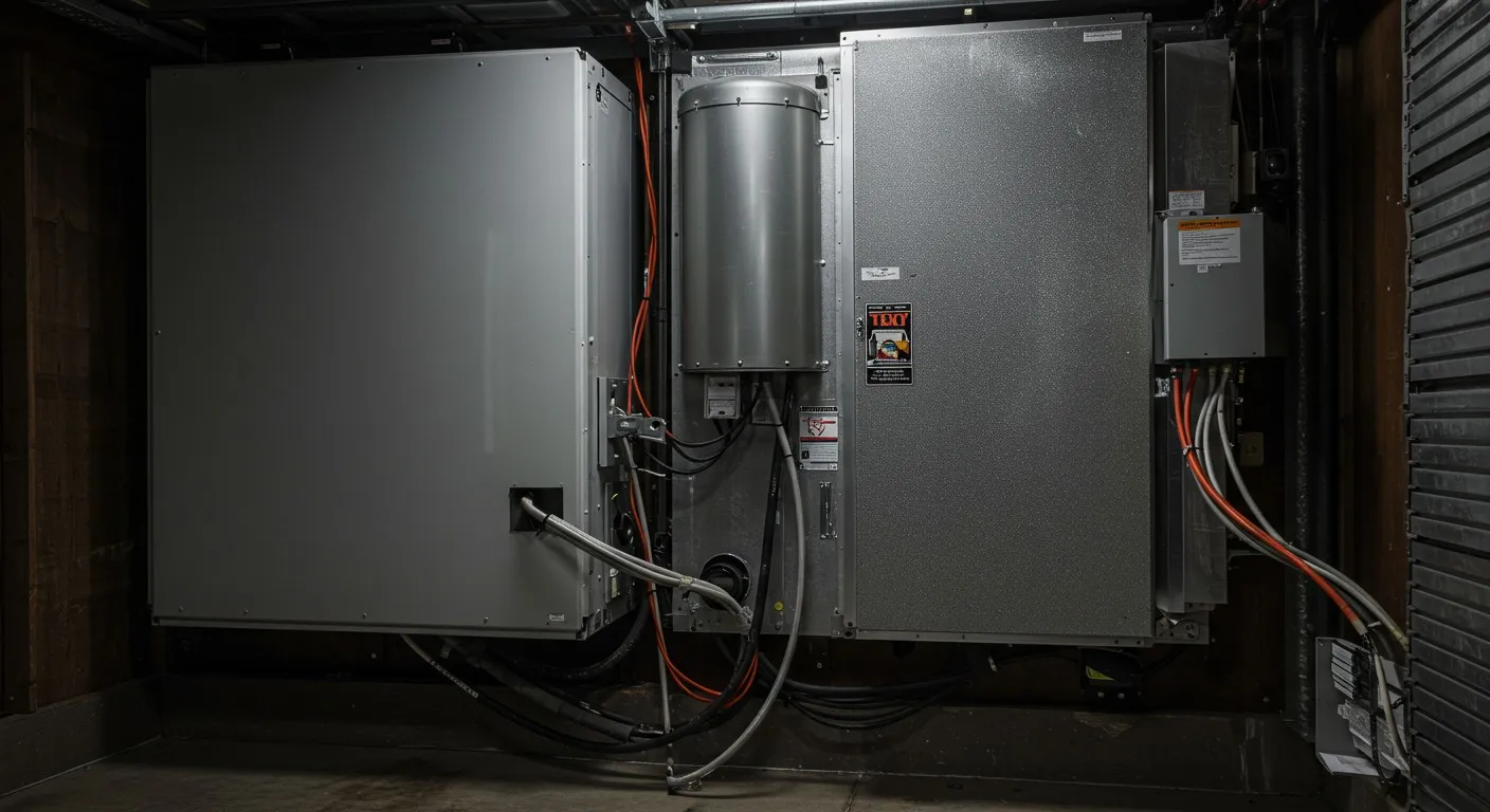 Wall-mounted indoor commercial HVAC unit.