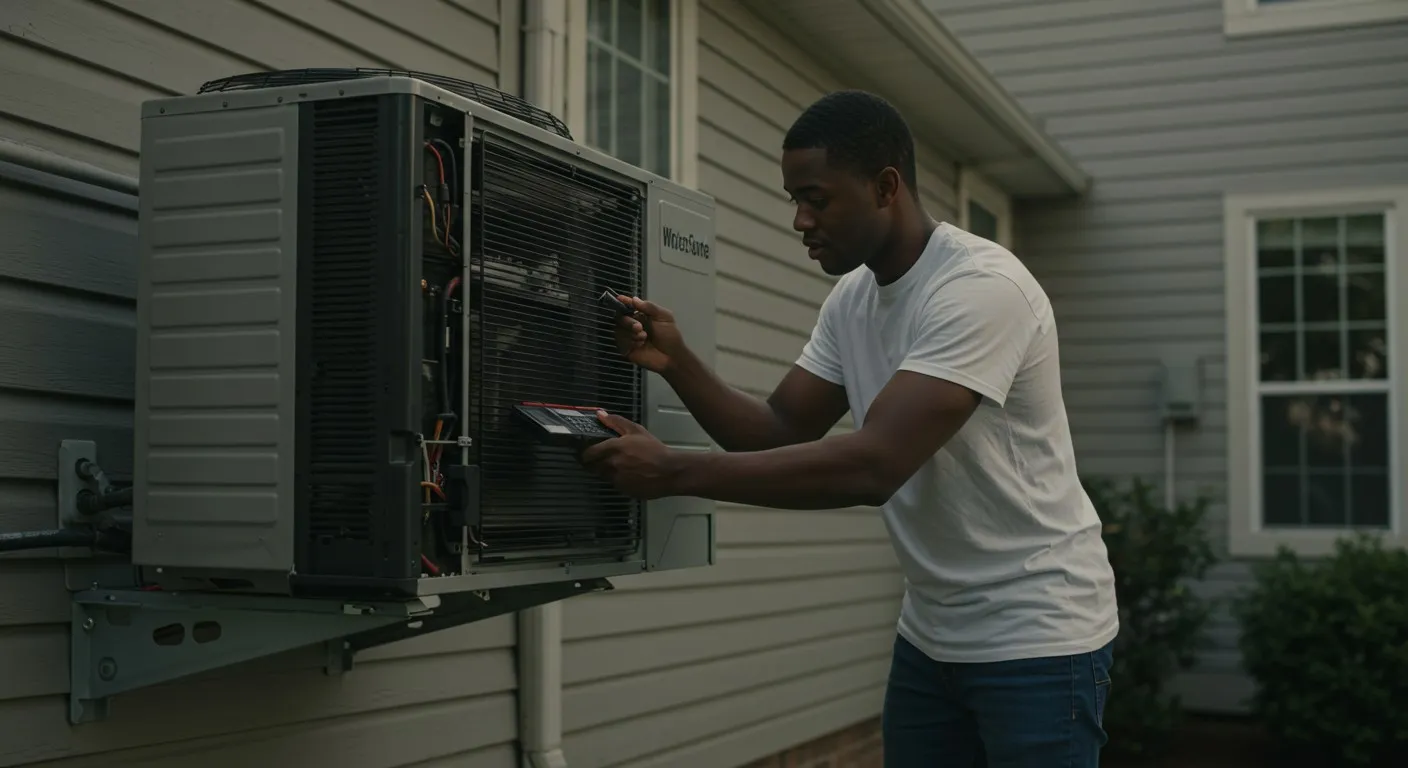 Man installing a mini-split AC.