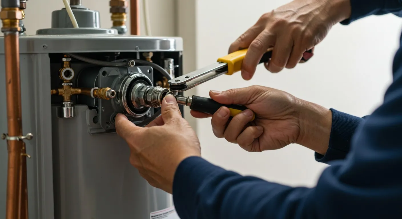 Man using pliers on a boiler.
