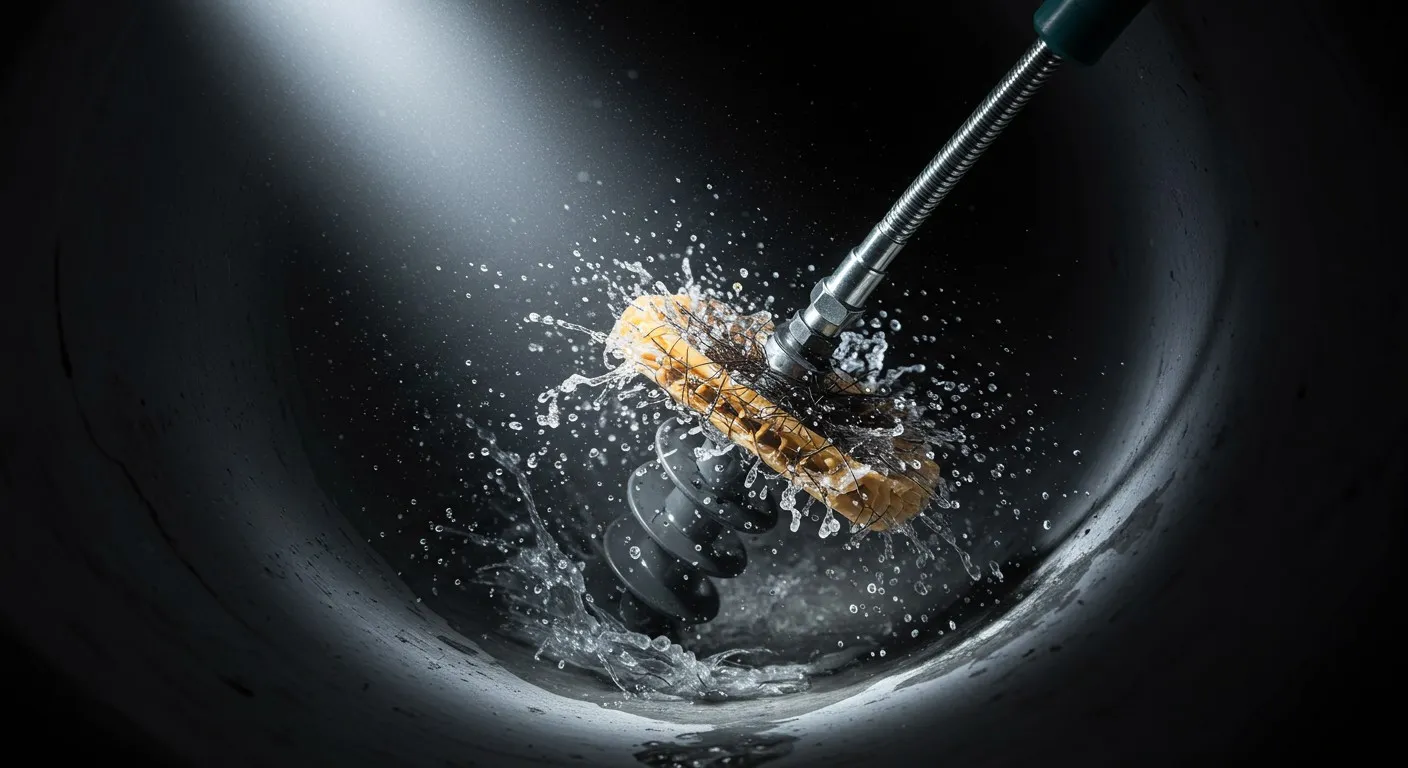 A close-up of a drain cleaner.
